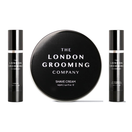 Zestaw do golenia London Grooming: olejek, krem i balsam po goleniu